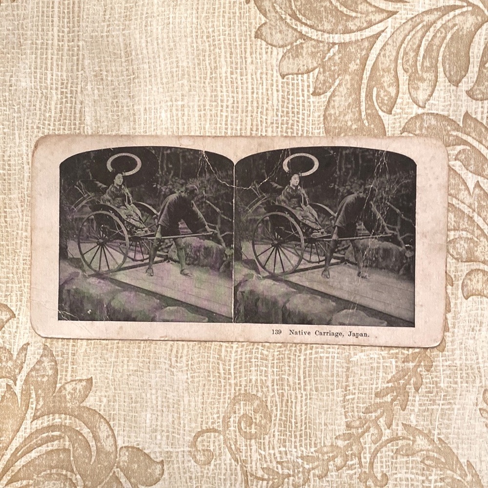 Antique Double-Sided Pompeii & Japan Stereoscope Picture Card